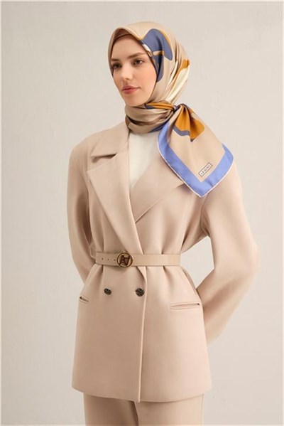 Armine Çiçek Desenli Saf İpek Twill Eşarp 9317D 34