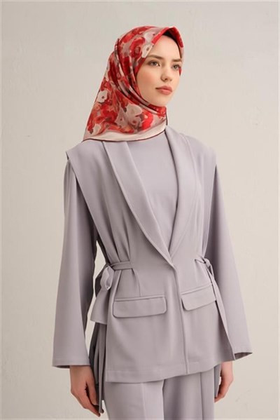 Armine Çiçek Desenli Saf İpek Twill Eşarp 9300D 04