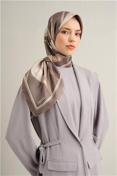 Armine Çiçek Desenli Saf İpek Twill Eşarp 9302D 04