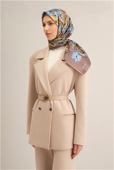 Armine Çiçek Desenli Saf İpek Twill Eşarp 9332D 35
