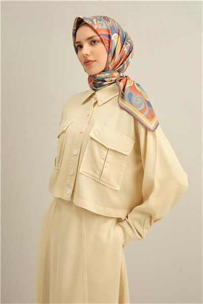 Armine Etnik Desenli Saf İpek Sura Eşarp 9323D 02
