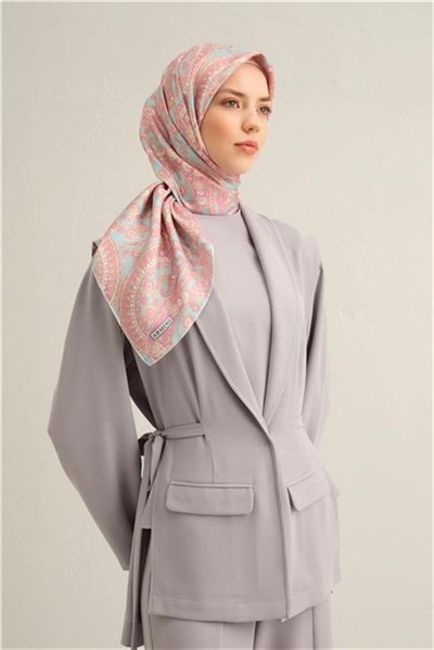 Armine Etnik Desenli Saf İpek Twill Eşarp 9304D 31