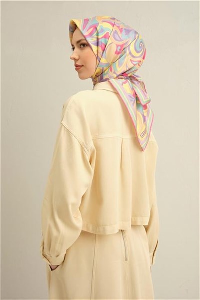 Armine Etnik Desenli Saf İpek Twill Eşarp 9323D 55