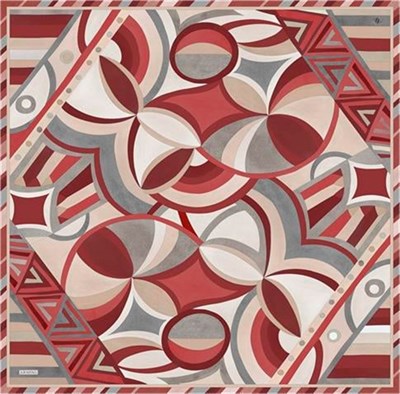 Armine Geometrik Desenli Saf İpek Twill Eşarp 9336D 84
