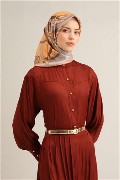 Armine Klasik Desenli Saf İpek Twill Eşarp 9315D 80