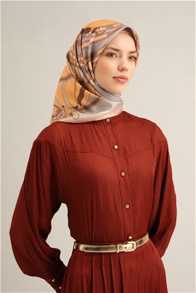 Armine Klasik Desenli Saf İpek Twill Eşarp 9315D 80
