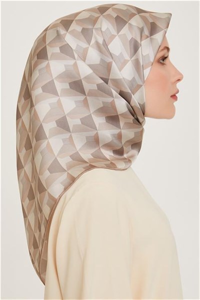 Armine Klasik Desenli Twill Saf İpek Eşarp 9204D 85