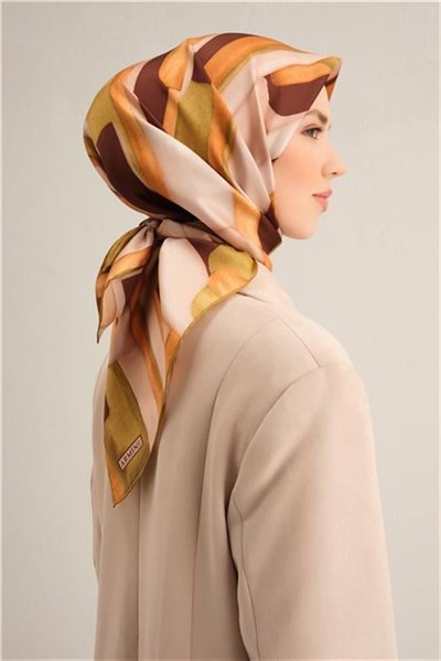 Armine Soyut Desenli Saf İpek Twill Eşarp 9306D 52
