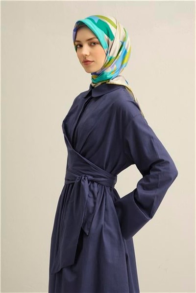 Armine Soyut Desenli Saf İpek Twill Eşarp 9328D 01
