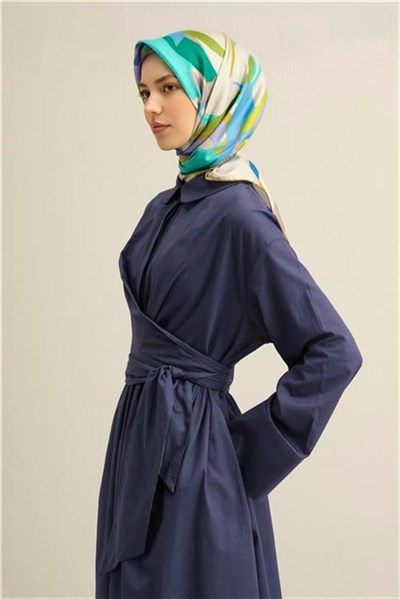 Armine Soyut Desenli Saf İpek Twill Eşarp 9328D 01
