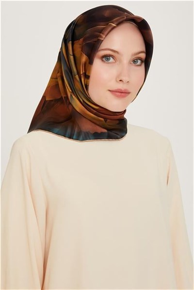 Armine Soyut Desenli Twill Saf İpek Eşarp 9244D 34