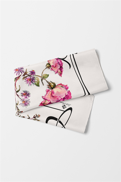 Bandana Çiçek Desen Pudra