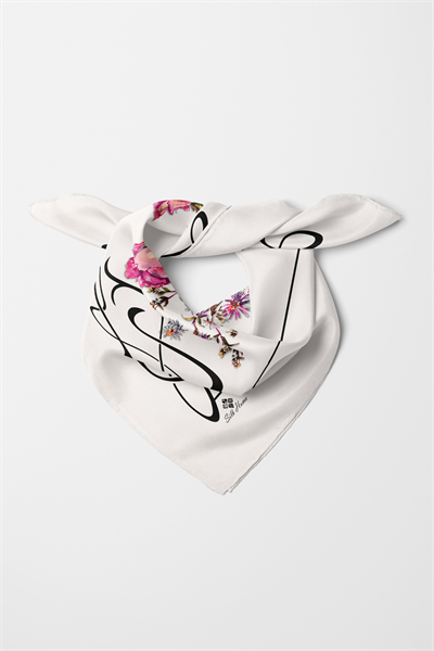Bandana Çiçek Desen Pudra