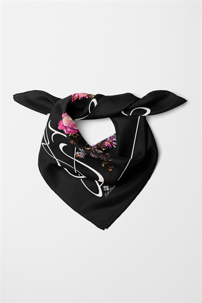 Bandana Çiçek Desen Siyah