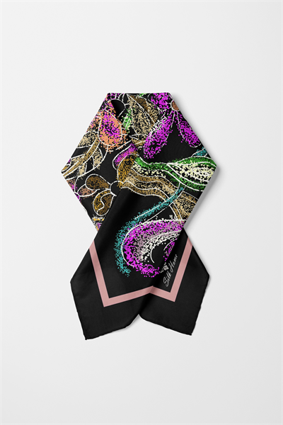Bandana Çiçek Desen Siyah