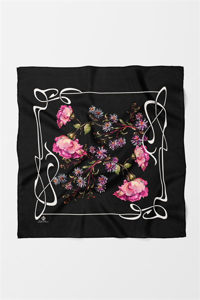 Bandana Çiçek Desen Siyah