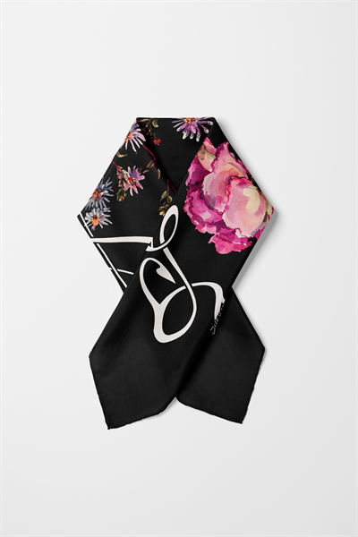 Bandana Çiçek Desen Siyah