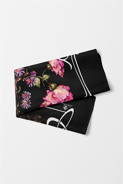Bandana Çiçek Desen Siyah