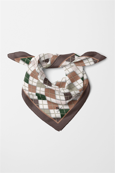 Bandana Ekose Desen Kahverengi