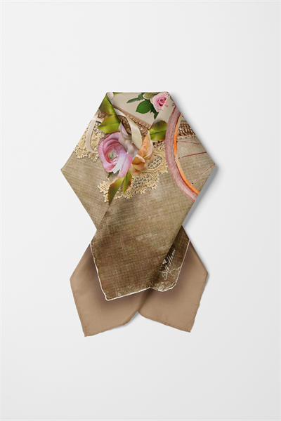 Bandana Flower Desen Sütlü Kahve
