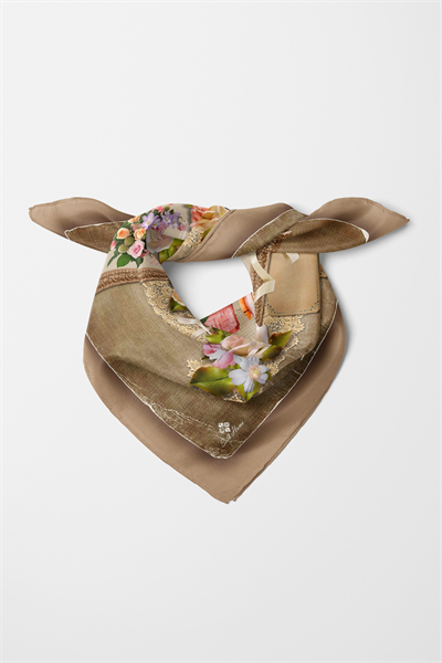 Bandana Flower Desen Sütlü Kahve