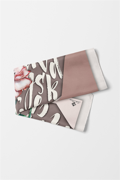 Bandana Letters Desen Pudra Vizon