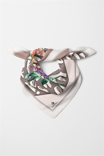 Bandana Letters Desen Pudra Vizon
