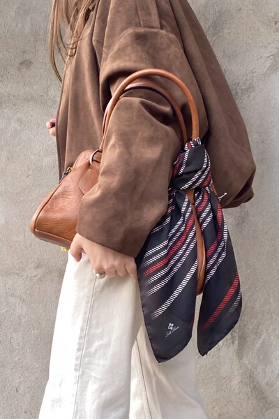 Bandana Şerit Desen Siyah