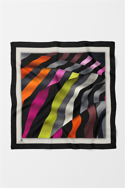 Bandana Şerit Desen Siyah