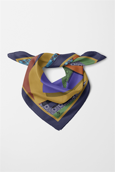 Bandana Soyut Kolaj Mor