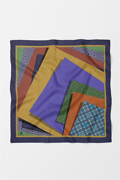 Bandana Soyut Kolaj Mor