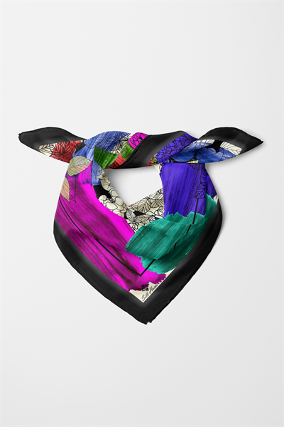 Bandana Yaprak Desen Siyah