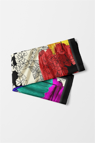 Bandana Yaprak Desen Siyah