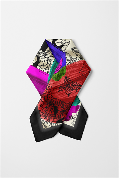 Bandana Yaprak Desen Siyah