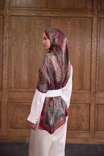 Bordo Hint Vual Şal - 5002-02