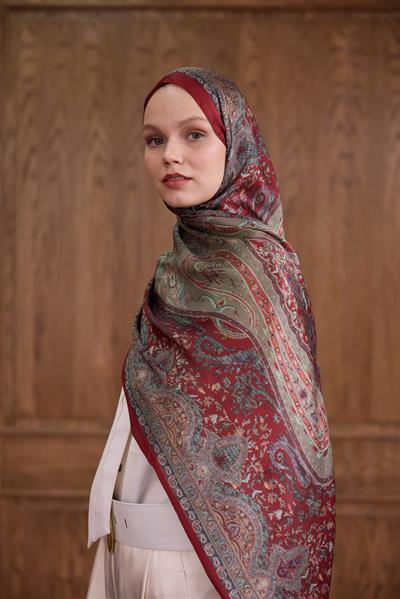 Bordo Hint Vual Şal - 5002-02