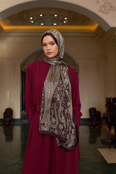 Çikolata Kahve Hint Vual Şal -  5009-16