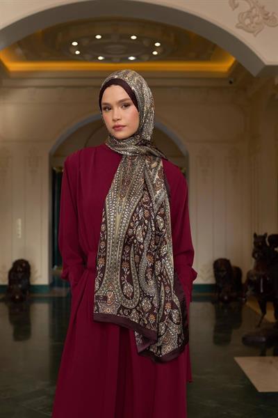 Çikolata Kahve Hint Vual Şal - 5009-16