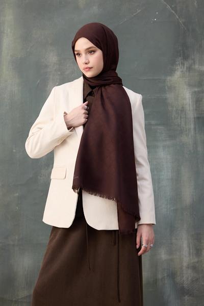 Dalga Desen Pamuk Jakar Şal Acı Kahve 8010-16