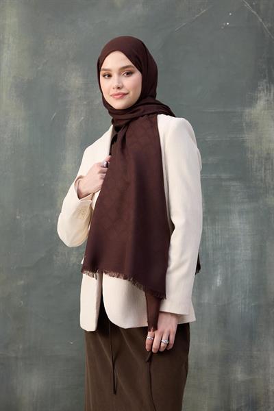 Dalga Desen Pamuk Jakar Şal Acı Kahve 8010-16