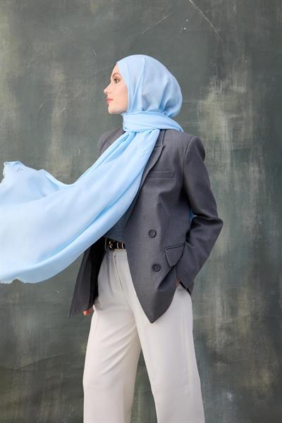 Dalga Desen Pamuk Jakar Şal Bebe Mavisi 8010-03