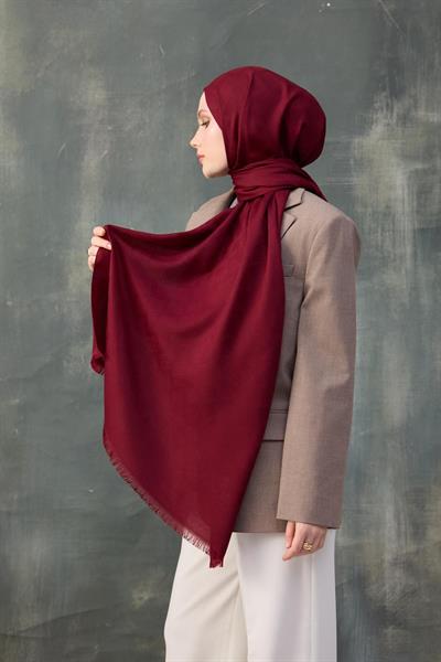 Dalga Desen Pamuk Jakar Şal Bordo 8010-02