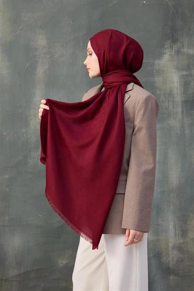 Dalga Desen Pamuk Jakar Şal Bordo 8010-02