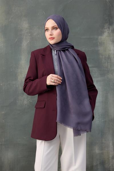 Dalga Desen Pamuk Jakar Şal Füme 8010-05