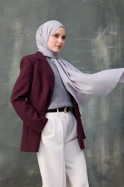 Dalga Desen Pamuk Jakar Şal Gri 8010-09