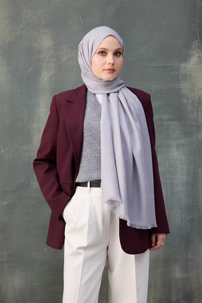 Dalga Desen Pamuk Jakar Şal Gri 8010-09