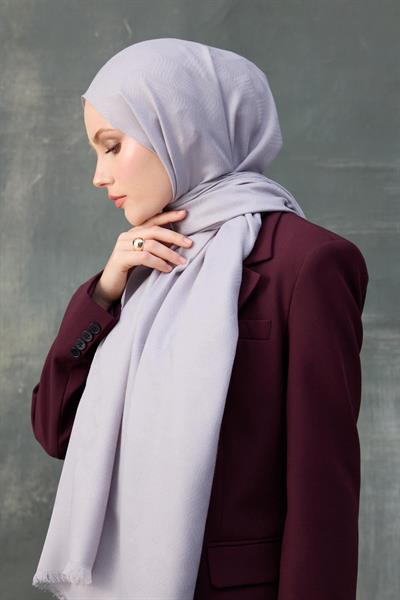 Dalga Desen Pamuk Jakar Şal Gri 8010-09