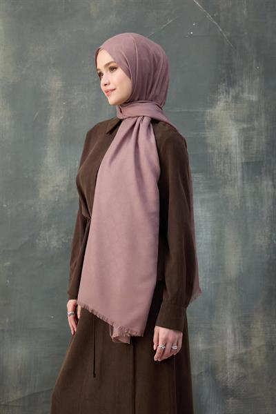 Dalga Desen Pamuk Jakar Şal Gül Kurusu 8010-01