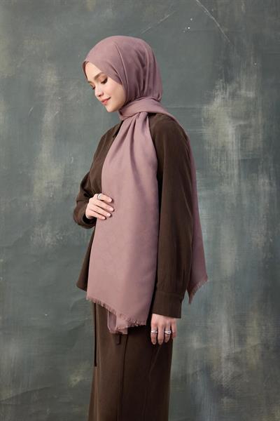 Dalga Desen Pamuk Jakar Şal Gül Kurusu 8010-01