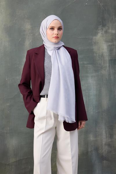 Dalga Desen Pamuk Jakar Şal Gümüş 8010-06